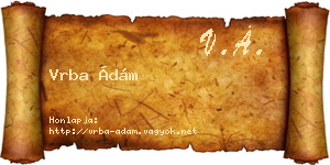 Vrba Ádám névjegykártya